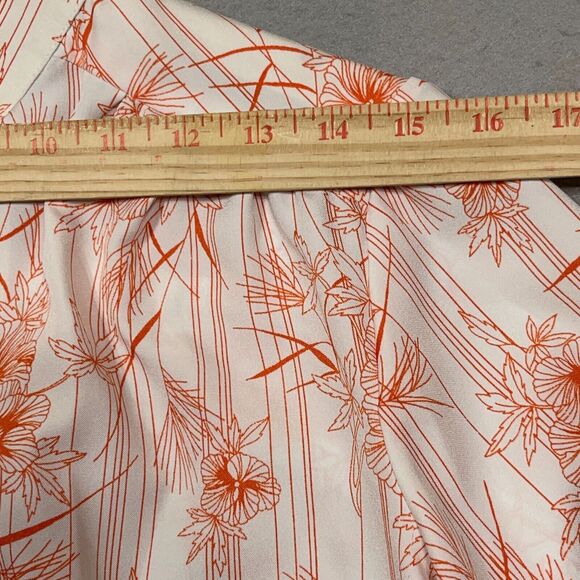 Vintage‎ 70s Koret Of California Women Medium Floral Blouse Union Made Orange - Picture 6 of 11